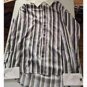 Christopher Tanner Gray Striped French Cuff Dress‎ Shirt